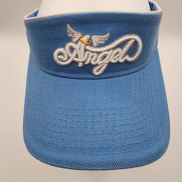 Angel Raised Embroidery Baby Blue Sun Visor  Sam's Cap Hook And Loop Closure - Picture 1 of 7